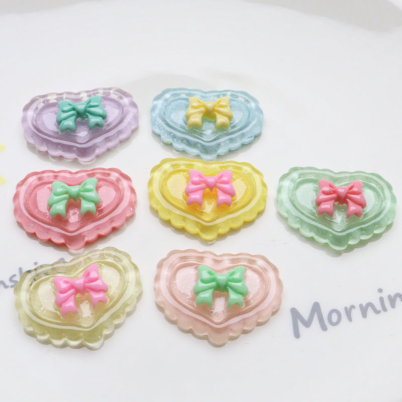 Wholesale 10pcs Pearlescent Love Resin Accessories DIY Cream Glue Handmade FlatBack