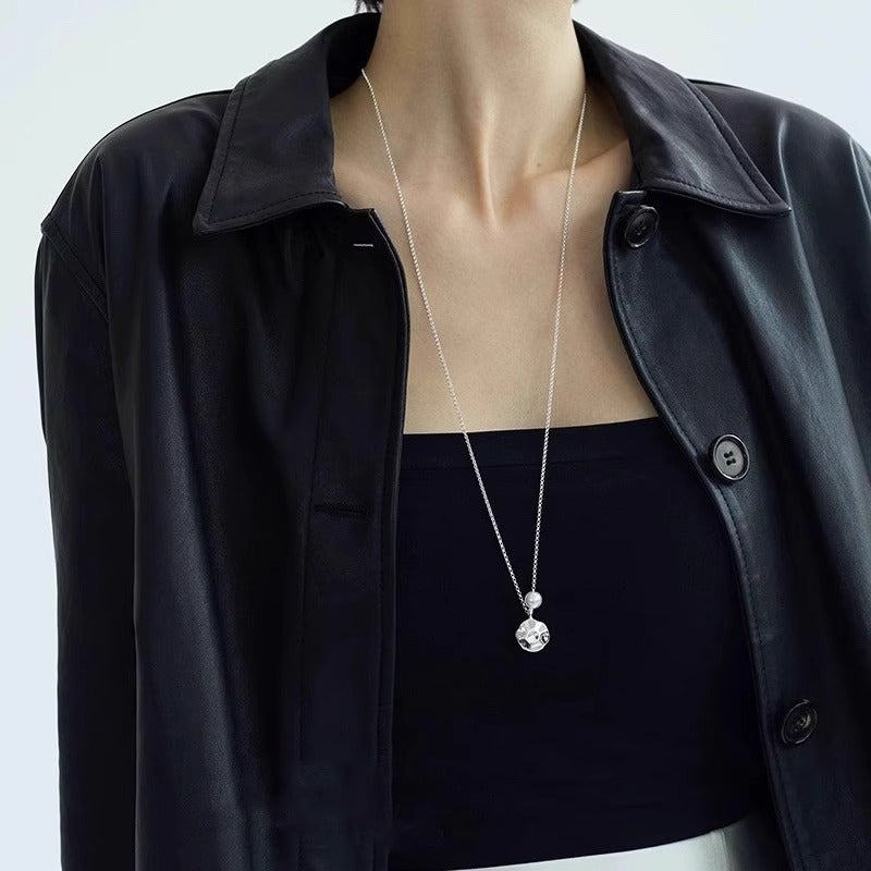 Wholesale Irregular engraved letter silver necklace