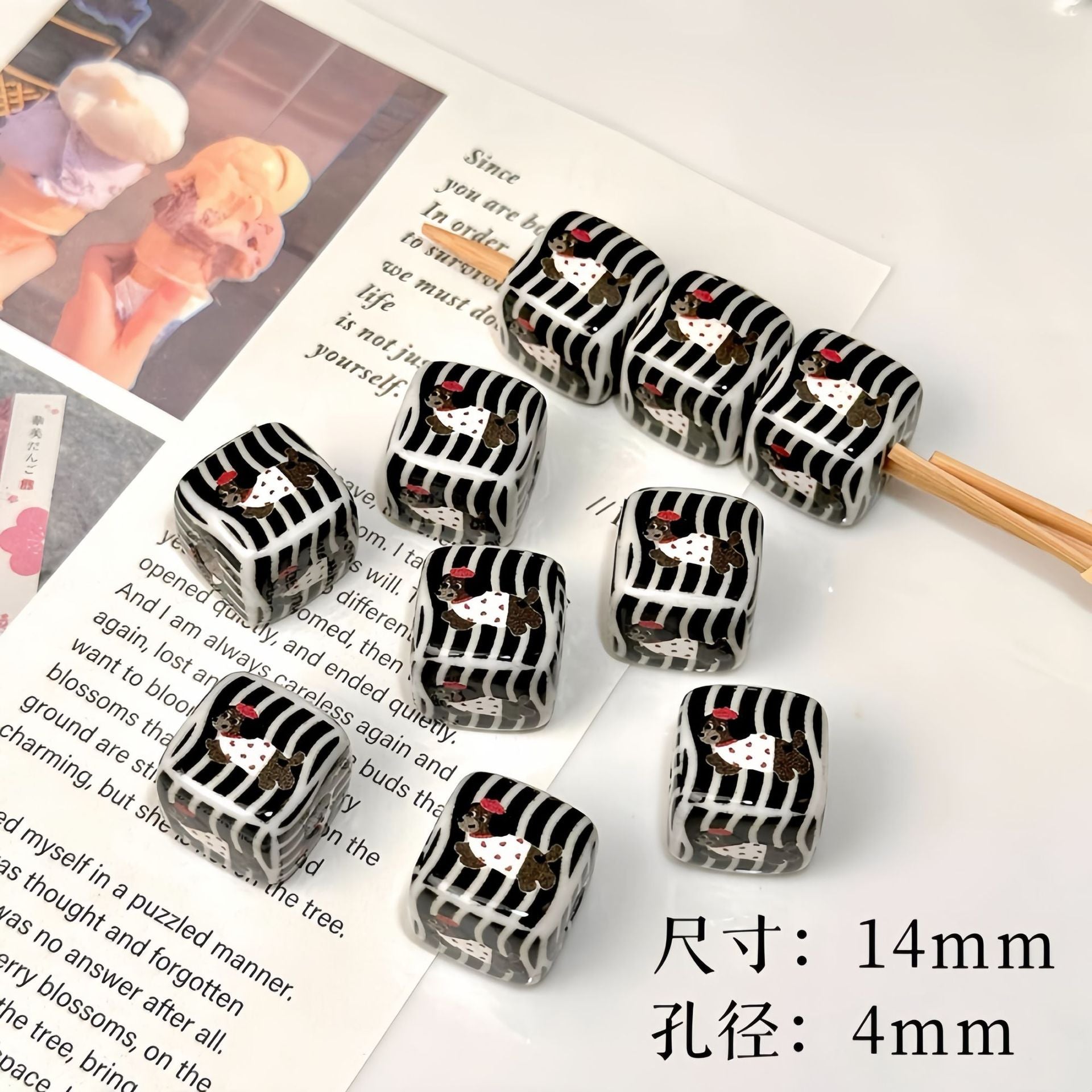 Wholesale 10pcs Acrylic Puppy Apple Square Beaded DIY Handmade Beade