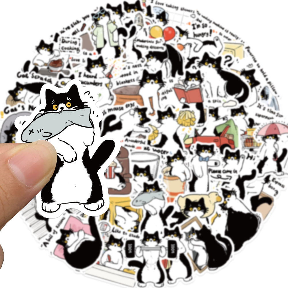 Wholesale 50pcs Cartoon Cute Cow Cat Waterproof Vinyl Stickers