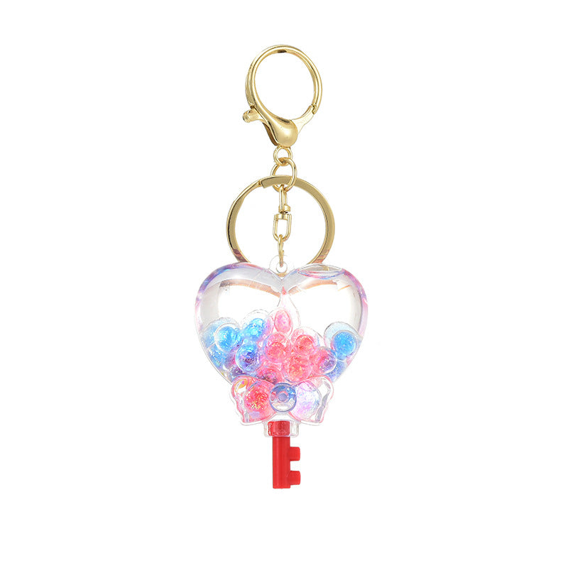 Wholesale Cartoon Oil Flow Sand Bottle Acrylic Keychain Car Keychain