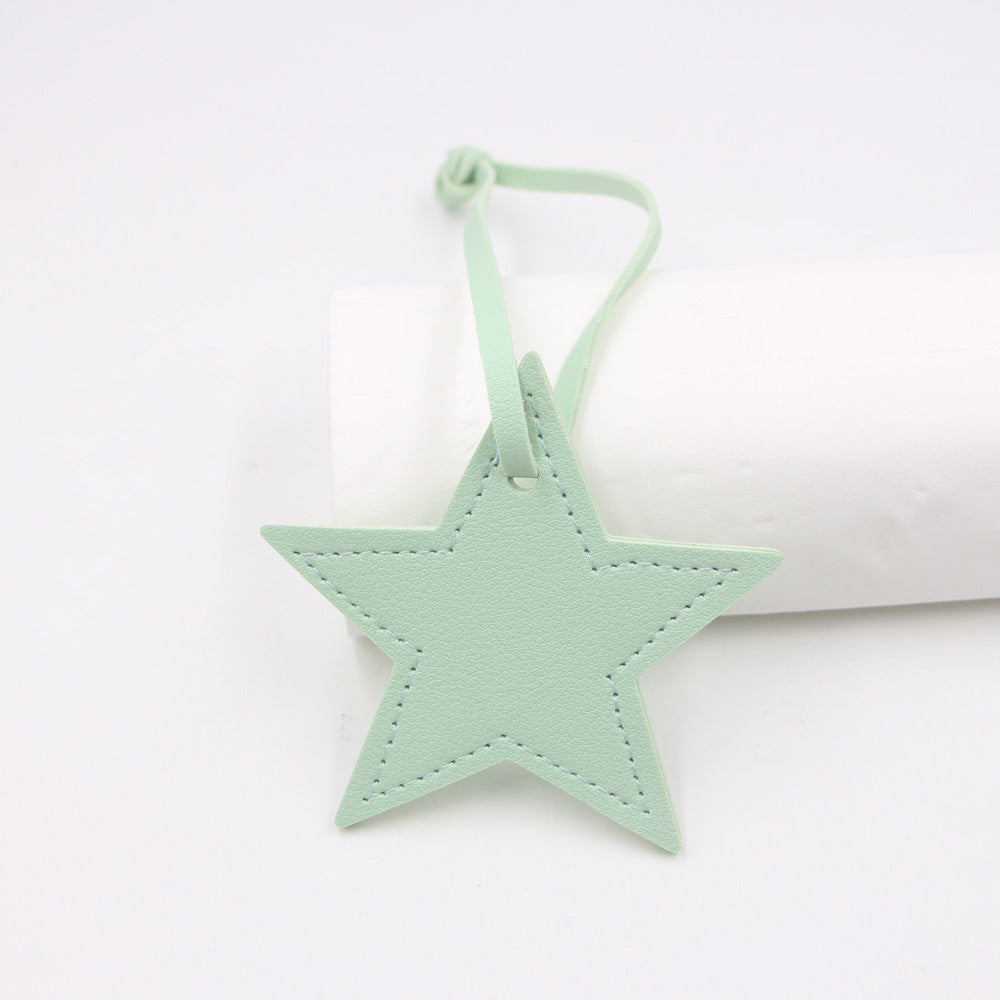 Wholesale Black PU Leather Star Bag Charm Five Point Star Pendant Lanyard Everyday Decorative Accessory For Handbags Boutique Resale