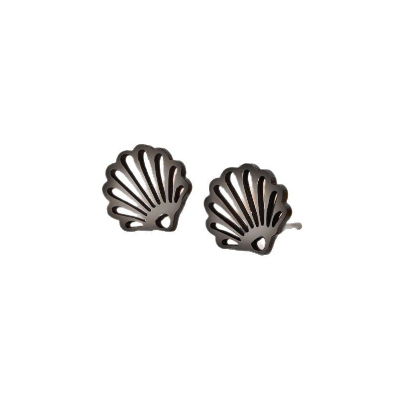 Wholesale Stainless steel cut gold-plated geometric irregular shell earrings