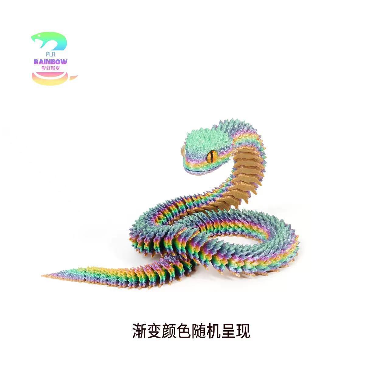 Wholesale 3D printed viper figurine with movable snake joints,  simulated animal luminous model