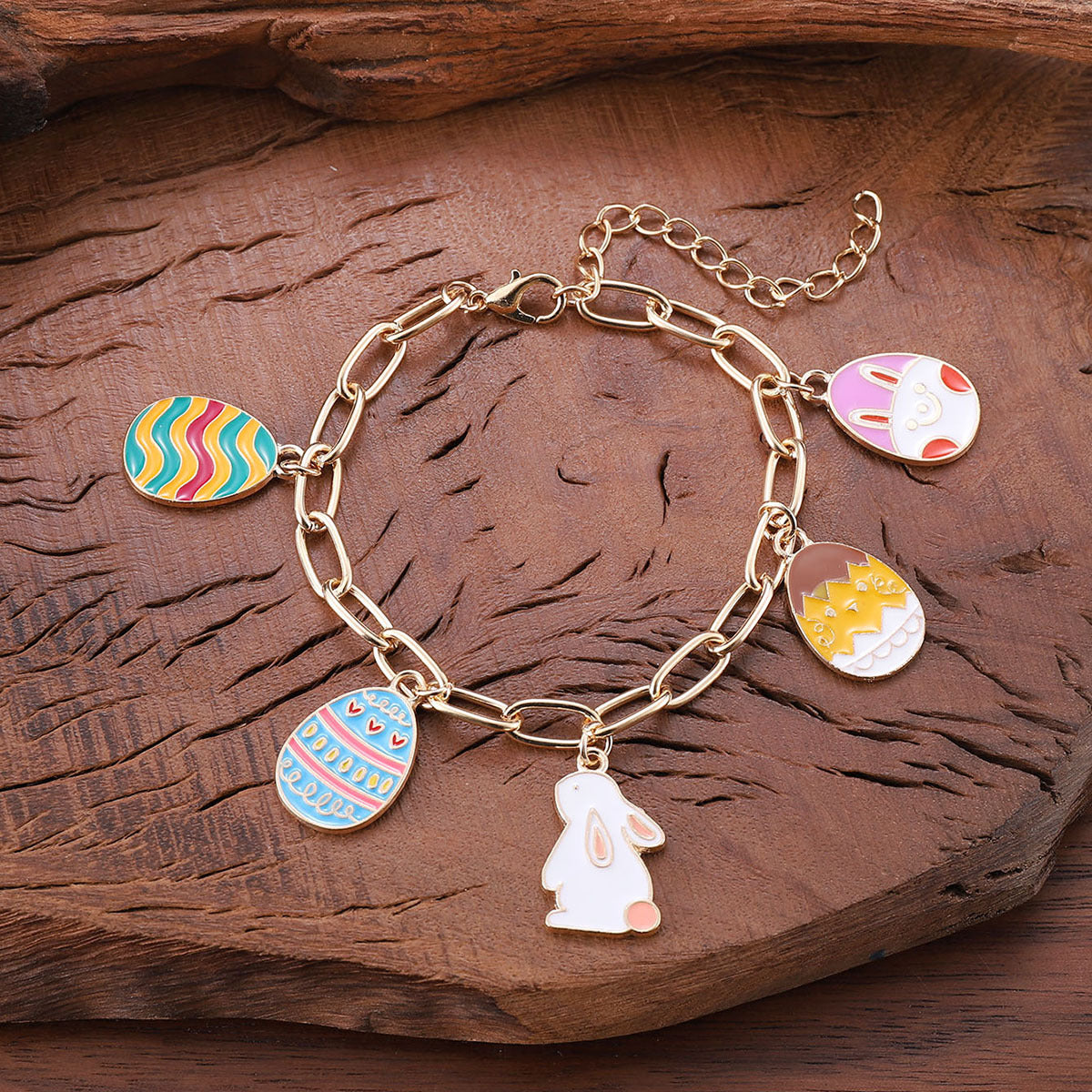 Wholesale Easter Cute Rabbit Colorful Egg Adjustable Bracelet