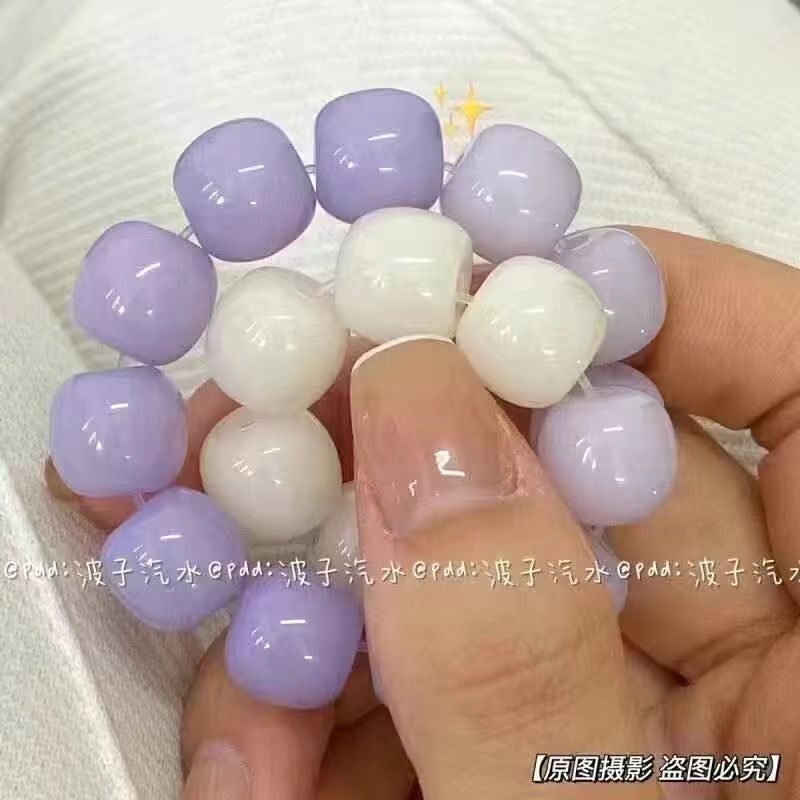 Wholesale Ice White Jade Gradient Pink Glass Bracelet
