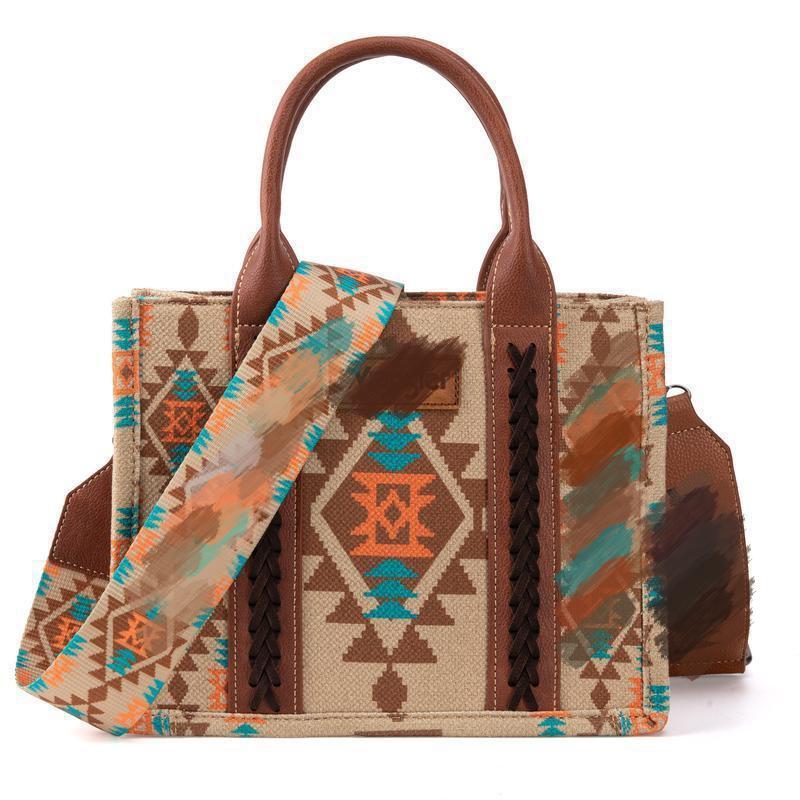 Wholesale Bohemian Canvas Single Shoulder Diagonal Cross Bag Vintage Aztec Ethnic Style Tote Bag