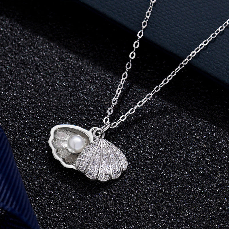 Wholesale Seashell Imitation Pearl Pendant Alloy Necklace