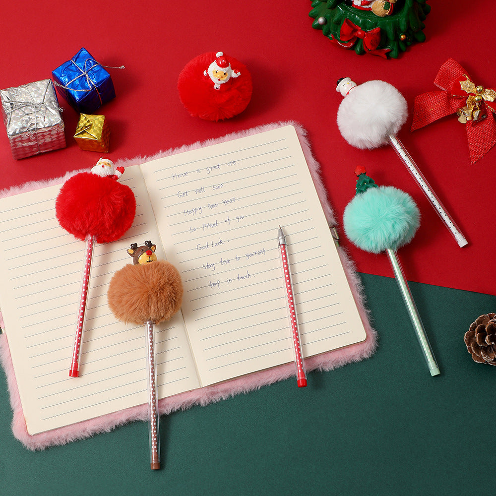 Wholesale Cartoon Christmas Hair Ball Ballpoint Pen