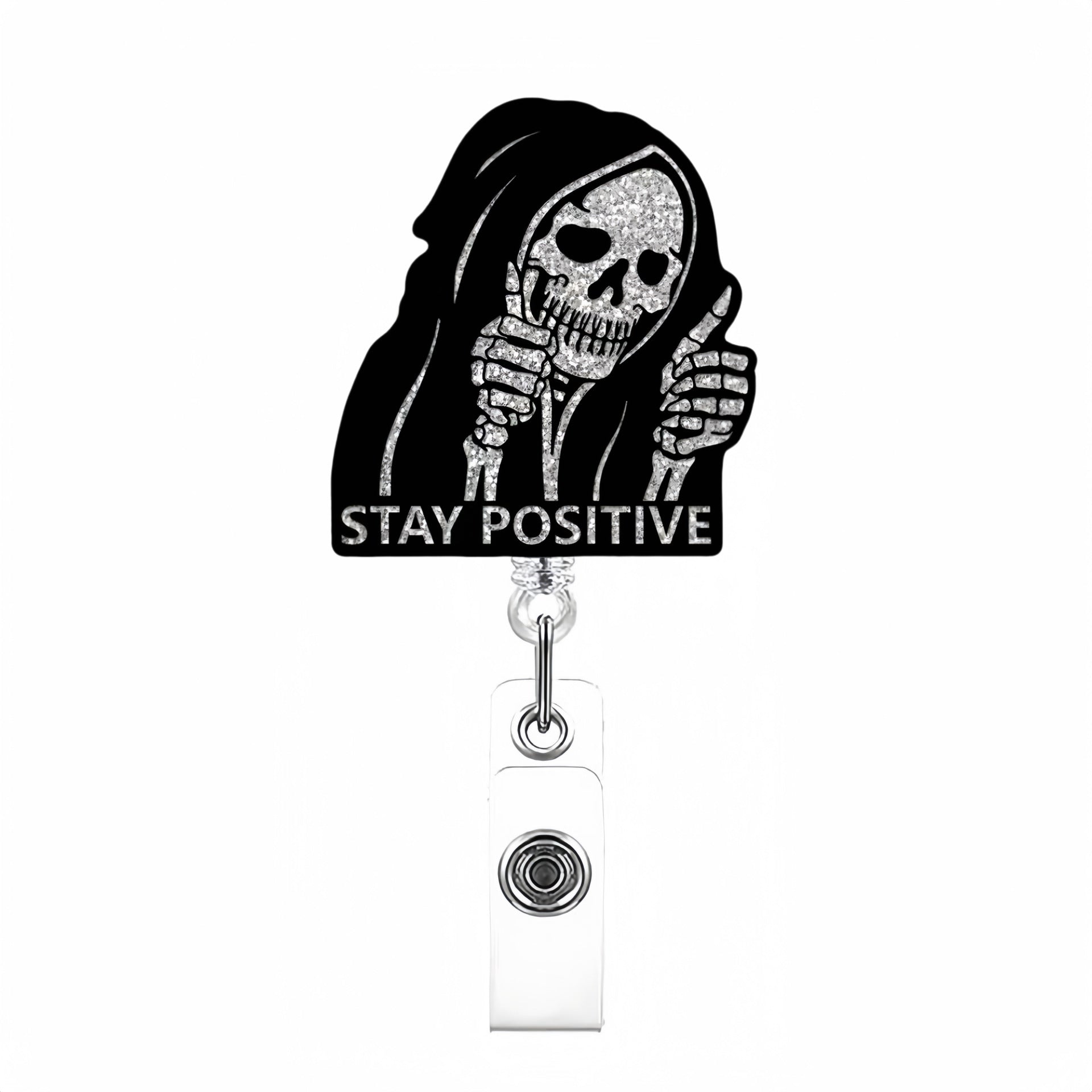 Wholesale Blackened Skeleton Medical Easy Pull Buckle  Badge Reels