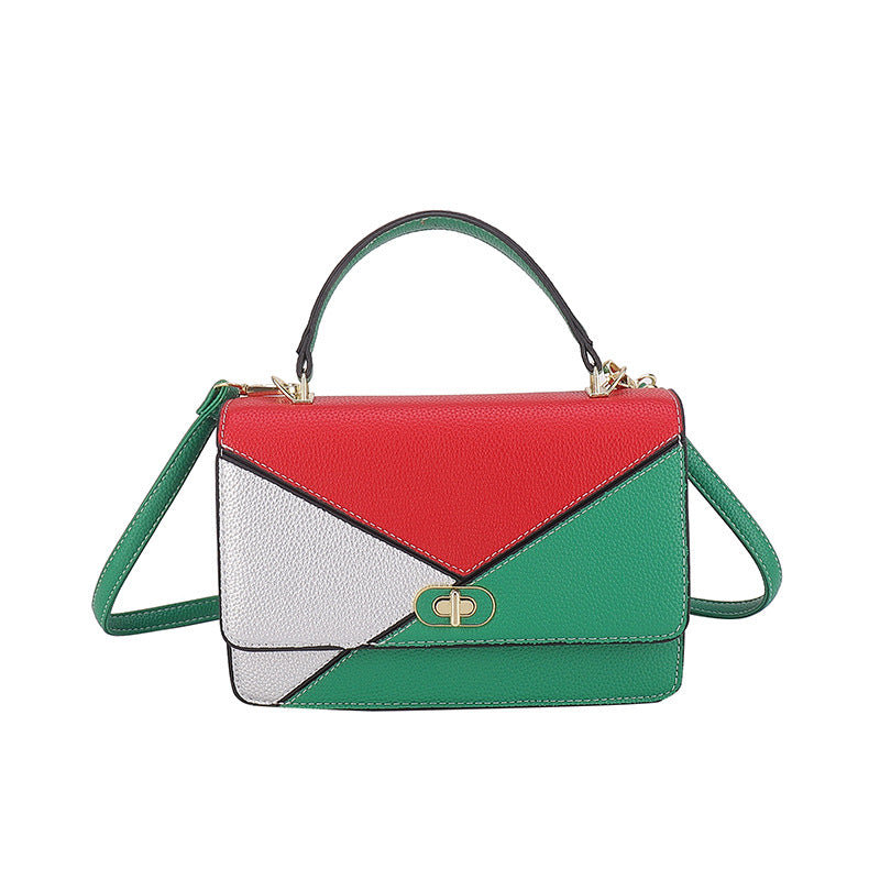 Wholesale Contrast Color Stitching PU Shoulder Bag