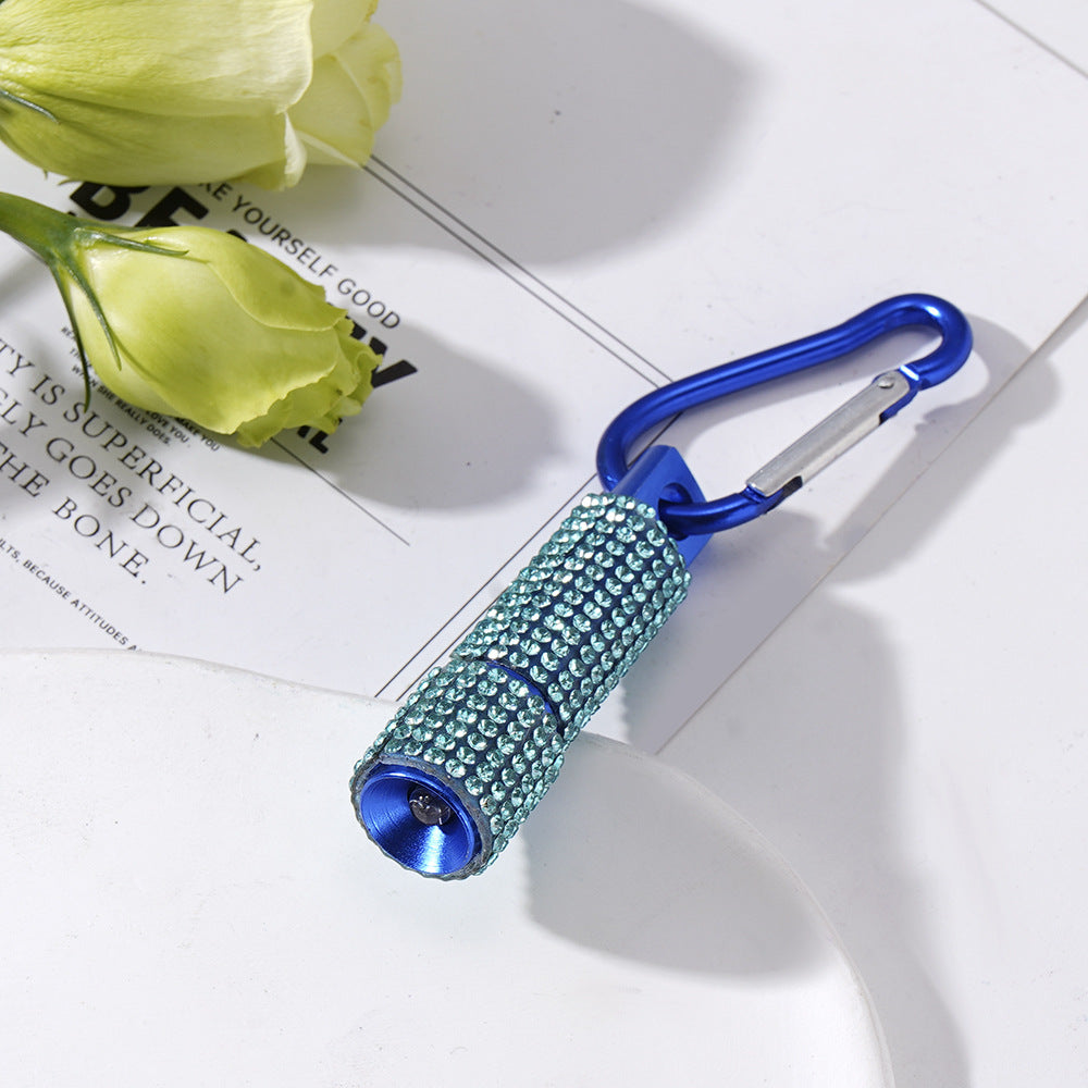 Wholesale Rhinestone Mini LED Flashlight Carabiner Flashlight Keychain