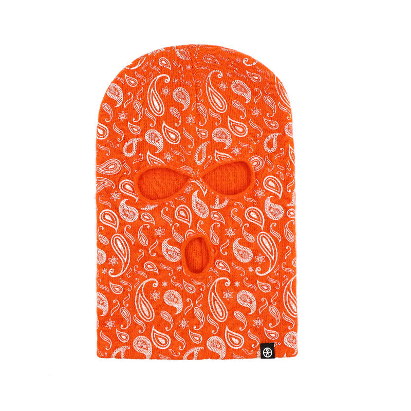 Wholesale Warm Knitted Hat Cashew Flower Three Hole Ear Protection Coldproof Cycling Mask