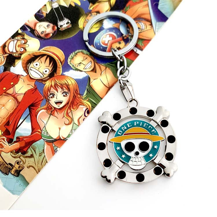 Wholesale Chain Skull Logo Rotatable Alloy Keychain