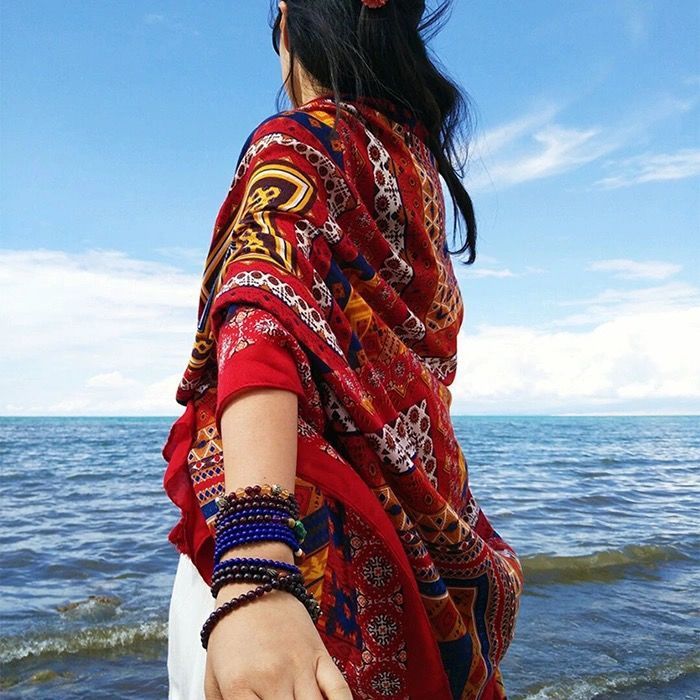 Wholesale Cotton Linen Seaside Oversized Sunscreen Silk Scarf