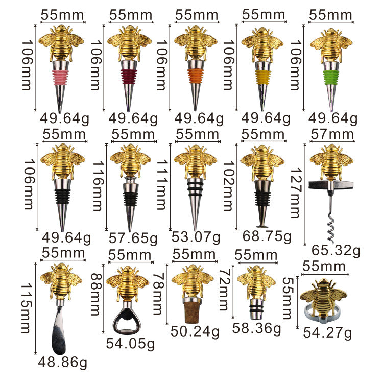 Wholesale DIY Bee Zinc Alloy Red Wine Stopper