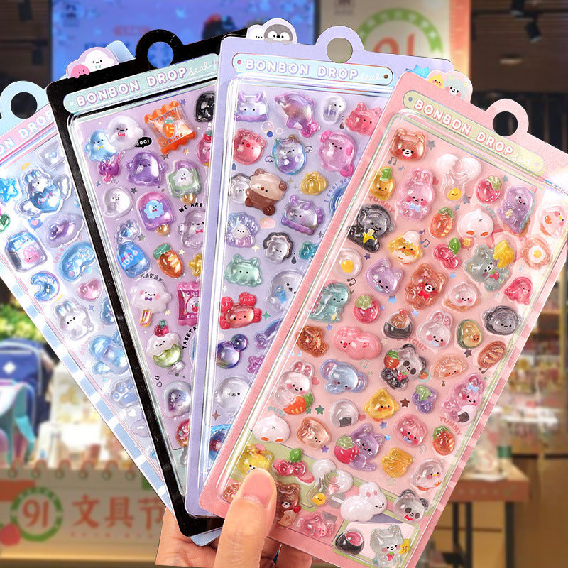 Wholesale Cute cartoon rabbits marine animals ghosts, 3D stickers