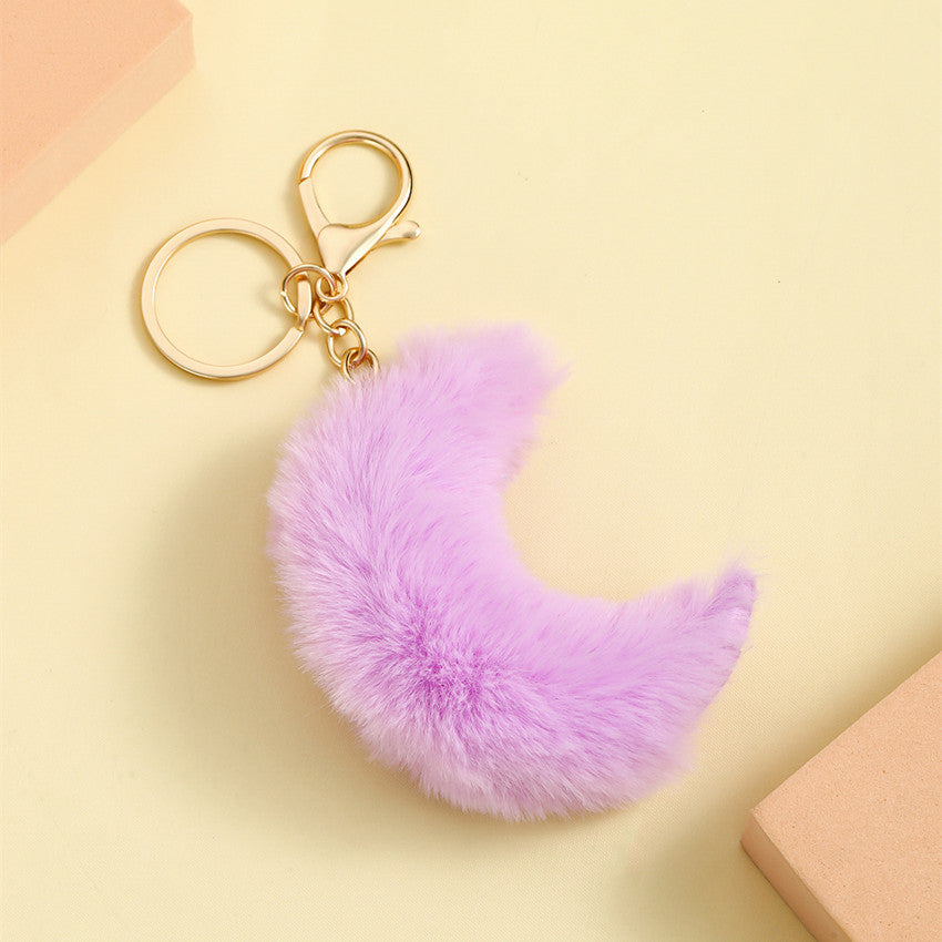 Wholesale Cute Furry Moon Pom Pom Plush Keychain Pendant