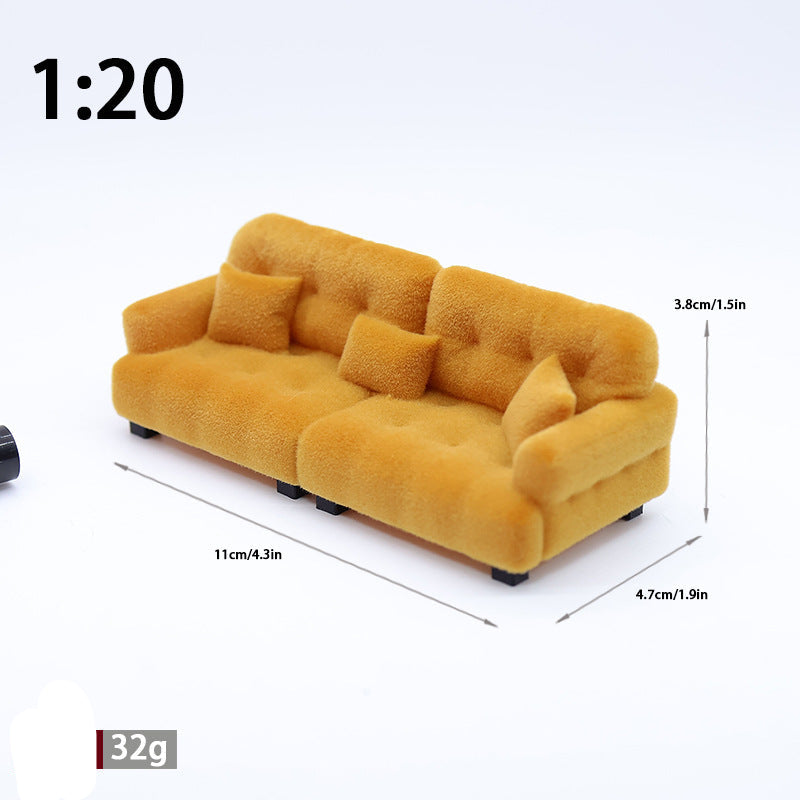 Wholesale  Miniature Doll Sofa Flocked Cream Style Doll Accessories