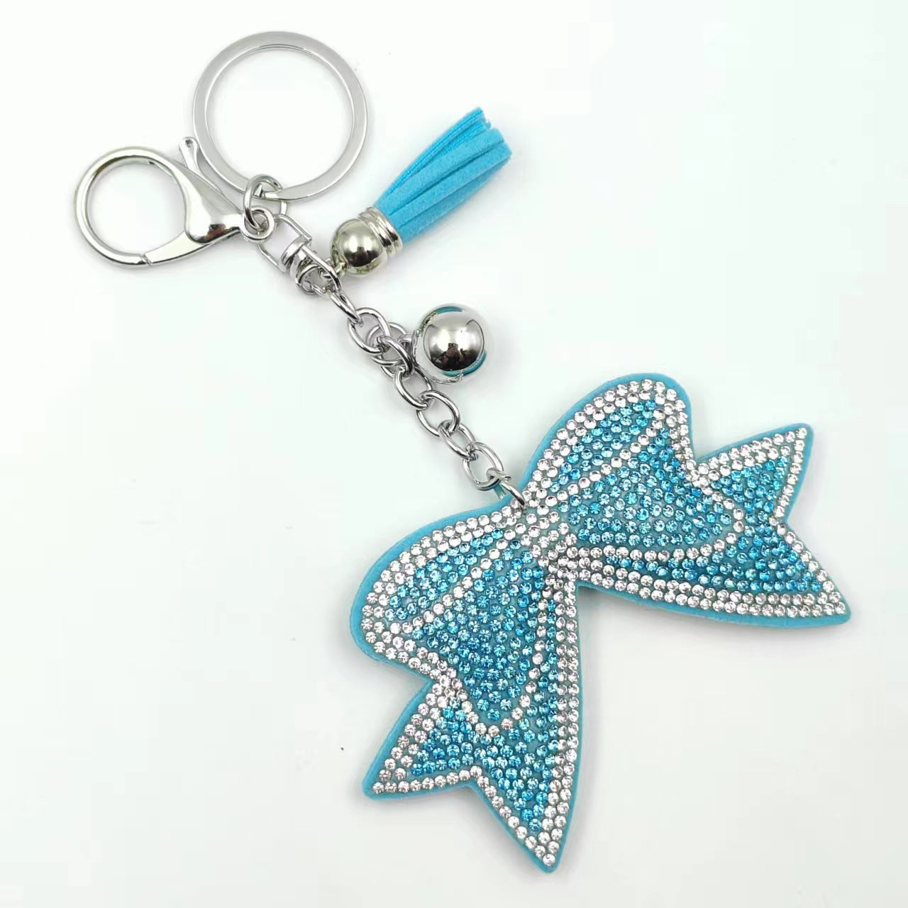 Wholesale 12pcs creative bow rhinestone keychain cute rhinestone bag tassel pendant