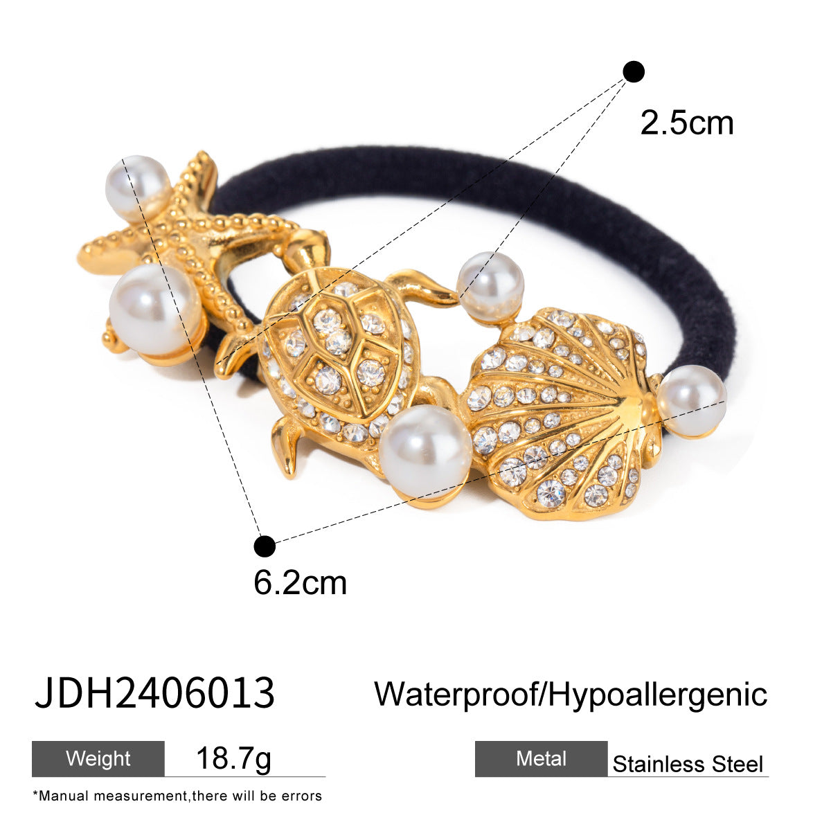 Wholesale 18k Gold Stainless Steel Temperament Fashion Double Layer Hammered Metal Hair Scrunchies