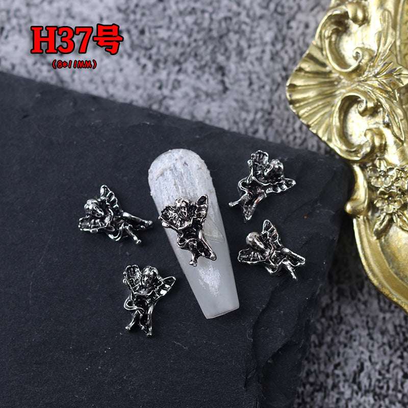 Wholesale Ancient Silver Alloy Angel Skull Nail Art Charms For  Dark Retro Style