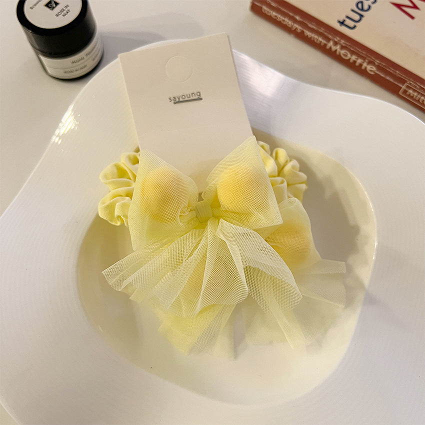 Wholesale Mesh Ball Bow Fabric Hair Scrunchies