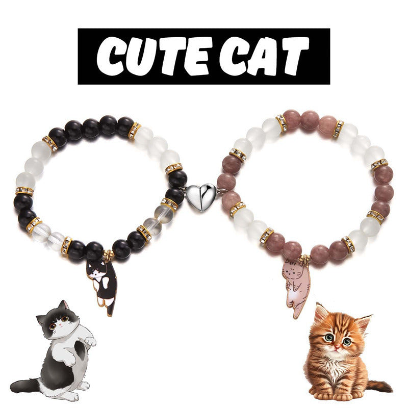 Wholesale cute cat glass beads  bracelet