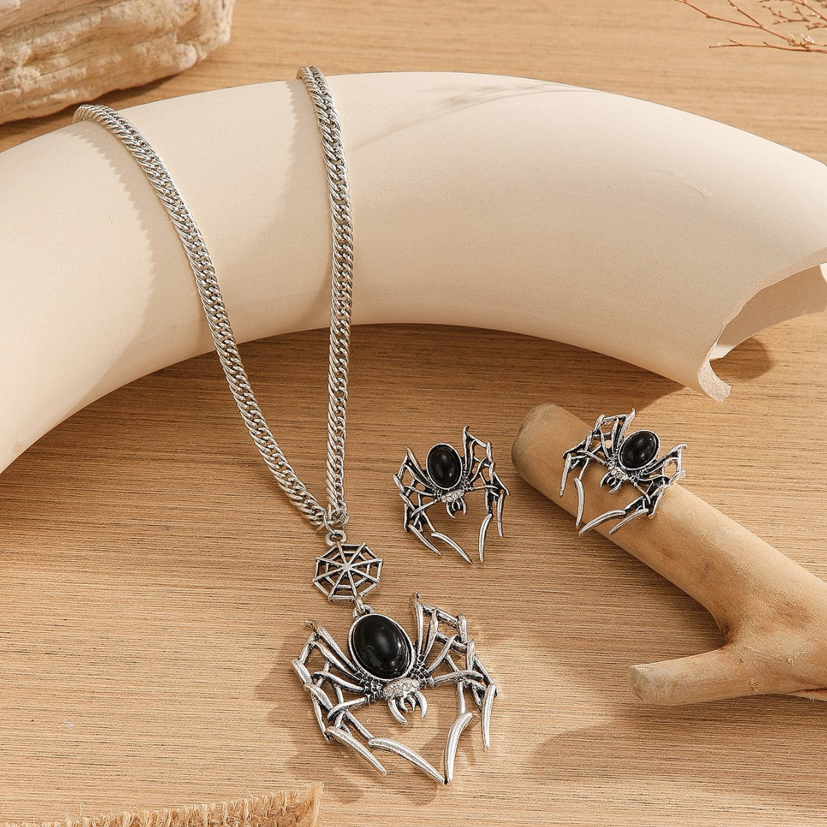 Wholesale Vintage Distressed Zinc Alloy  Pendant Necklace Earring Set Gothic Fashion Jewelry For Men Women