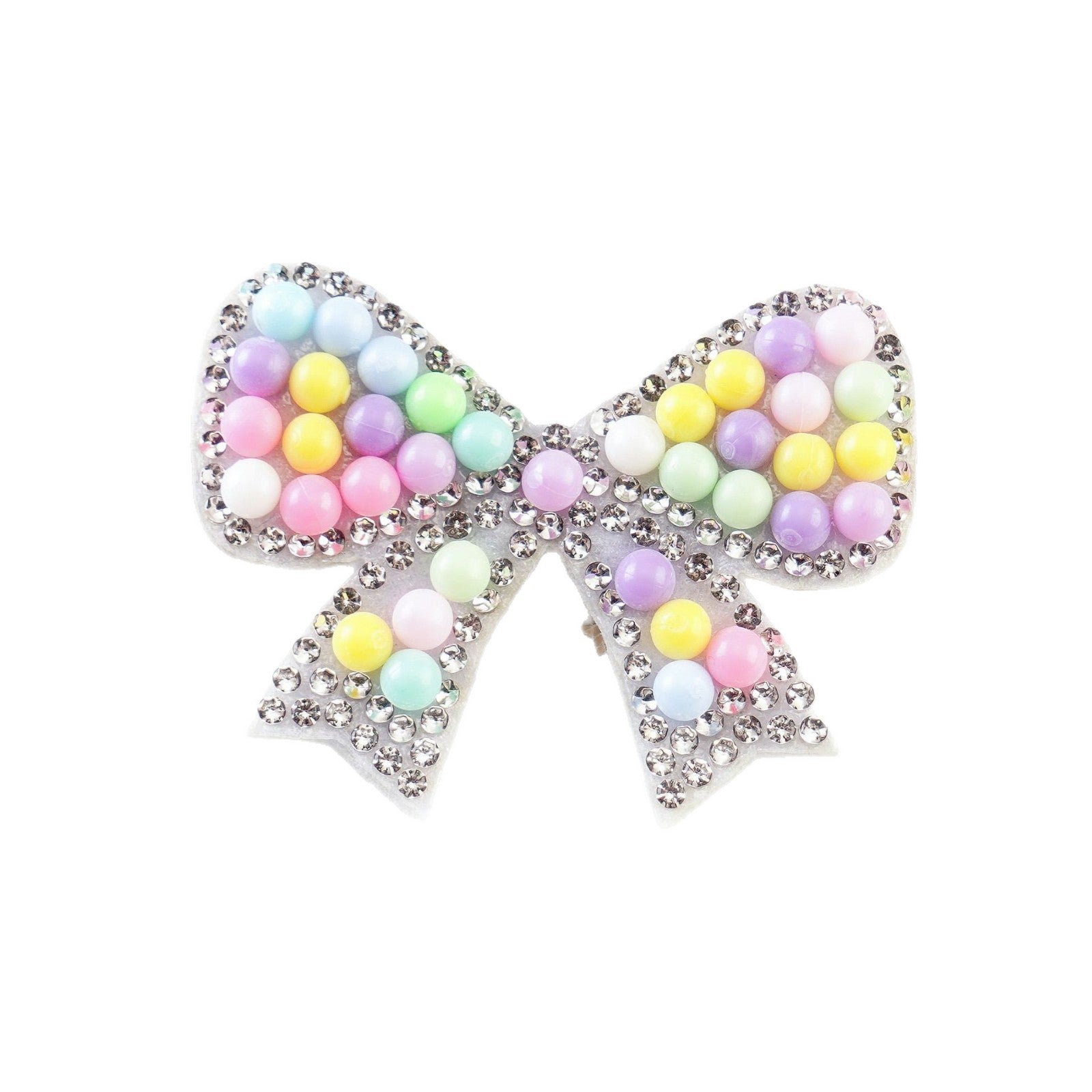 Wholesale 10pcs Cartoon bow colored pearl rhinestone embroidery DIY Patches