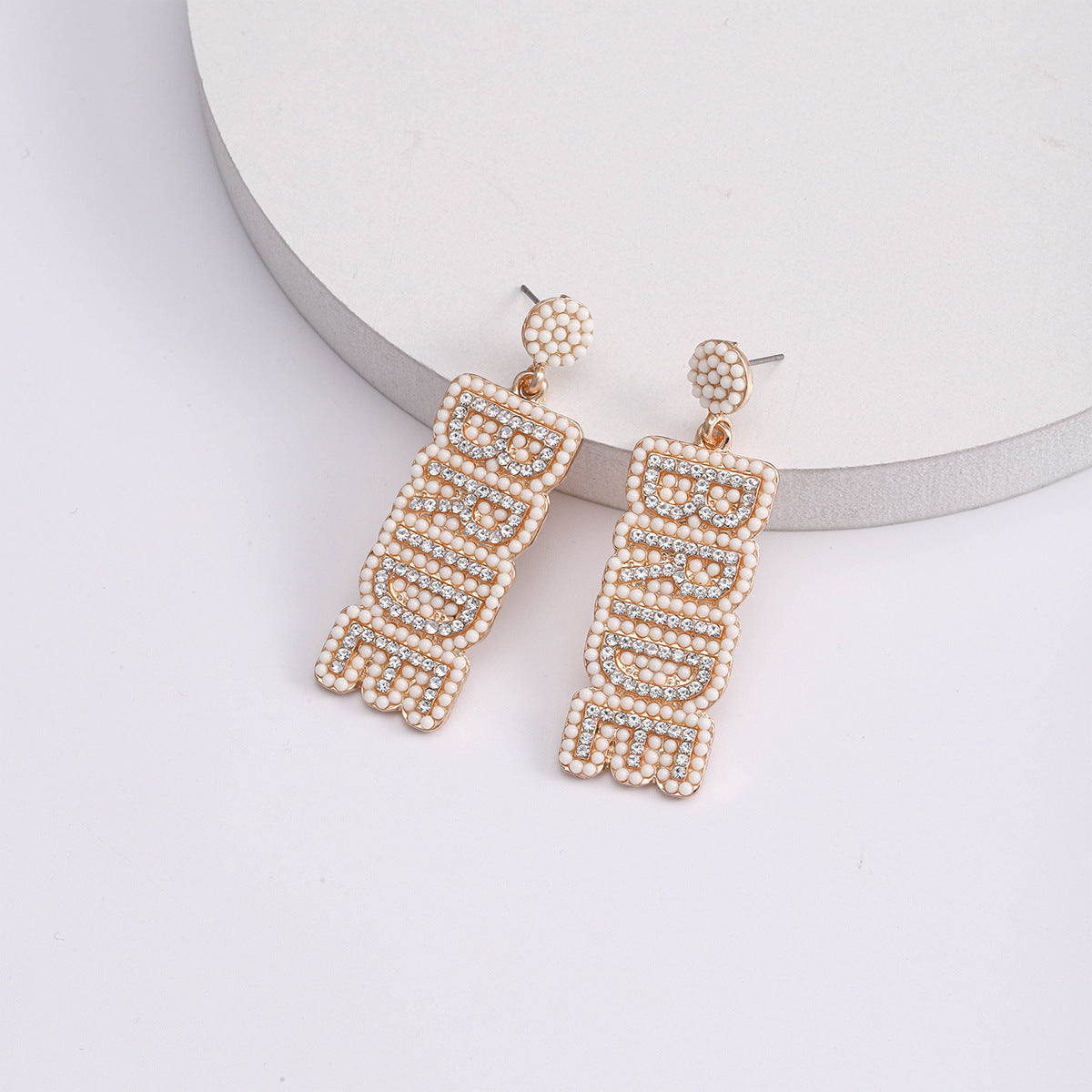 Wholesale BRIDE Alloy Rice Bead Diamond Earrings
