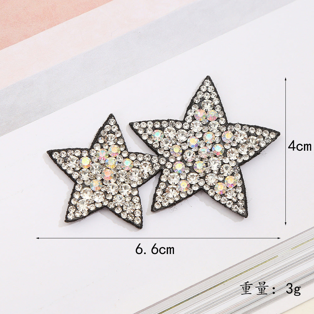 Wholesale 10pcs Full Diamond Pentagram Water Diamond Embroidery DIY Patches