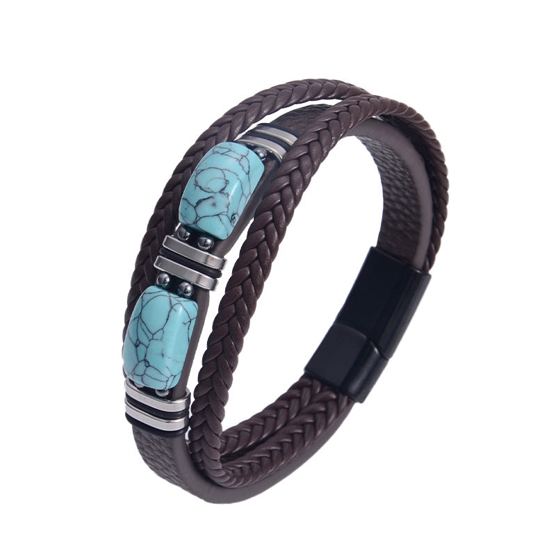 Wholesale Turquoise bracelet woven Stainless Steel Bracelets