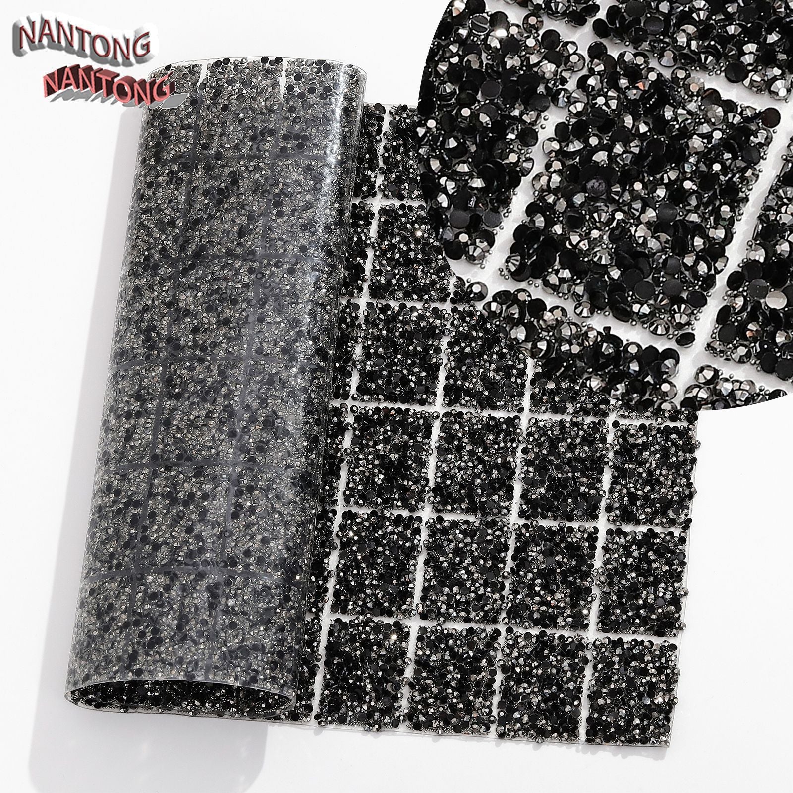 Wholesale Flat bottom round hot-drill hot melt adhesive stickers double-sided square diamond stickers diamond clothing diamond nail table cushion pad can wrap 78pcs pens