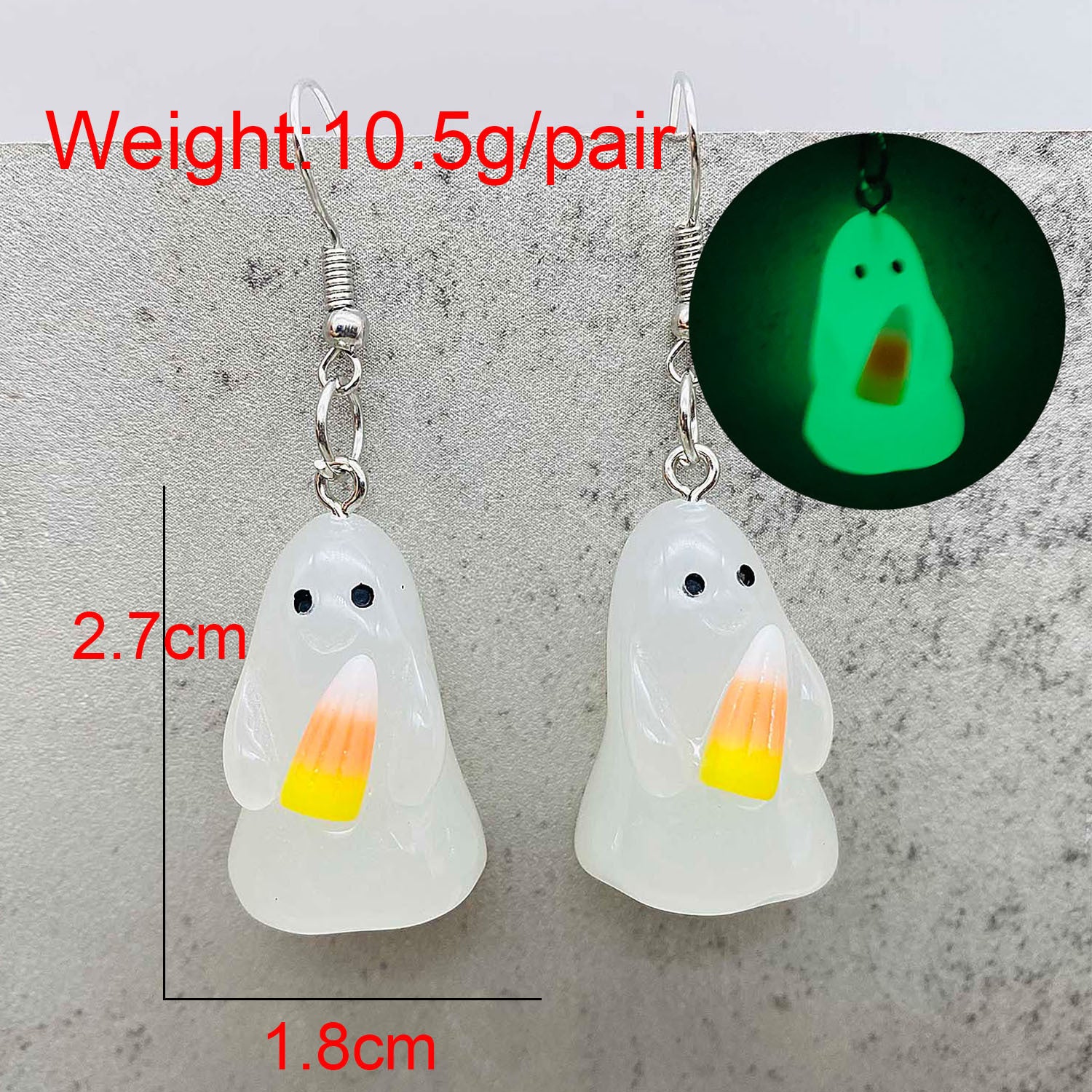 Wholesale  3D Glow-in-the-Dark Ghost Pumpkin Candy Corn Pendant Earrings