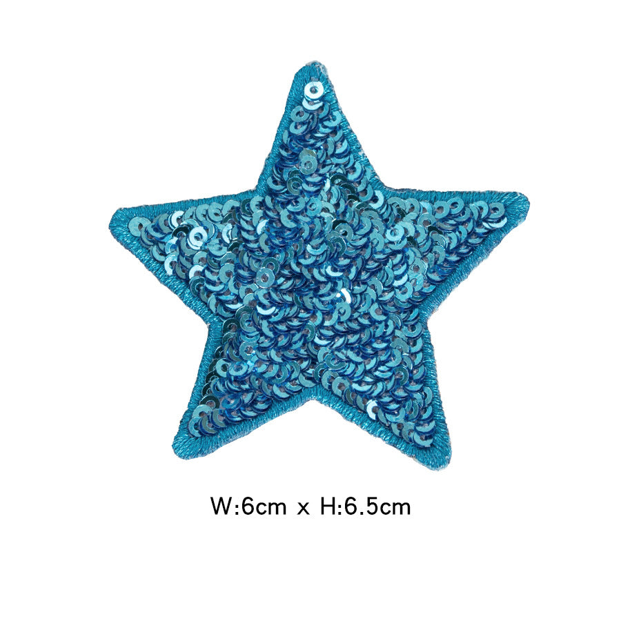 Wholesale Felt Sequined Five Point Star Patch Self Adhesive Applique For Clothing And Dance Costumes