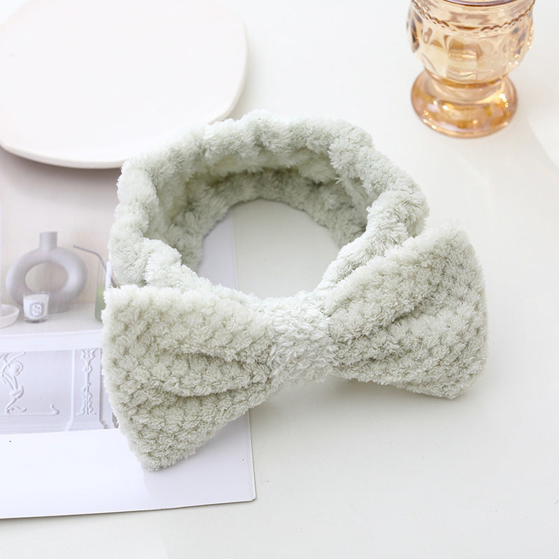 Wholesale Pineapple Plaid Coral Fleece Absorbent Bow Headband