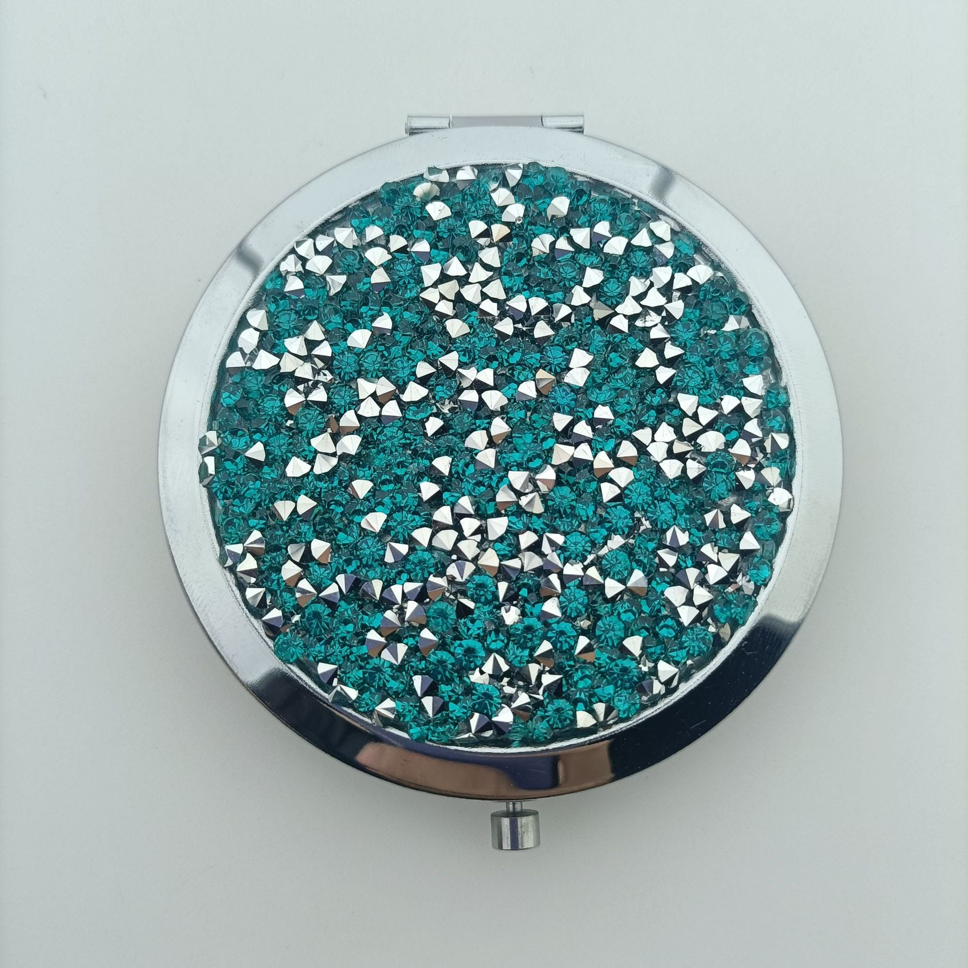 Wholesale Crystal Diamond Patch Circular Double-sided Mini Pocket Aluminum Mirror