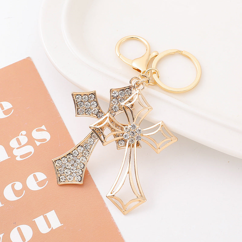 Wholesale Diamond Cross Zinc Alloy Keychain