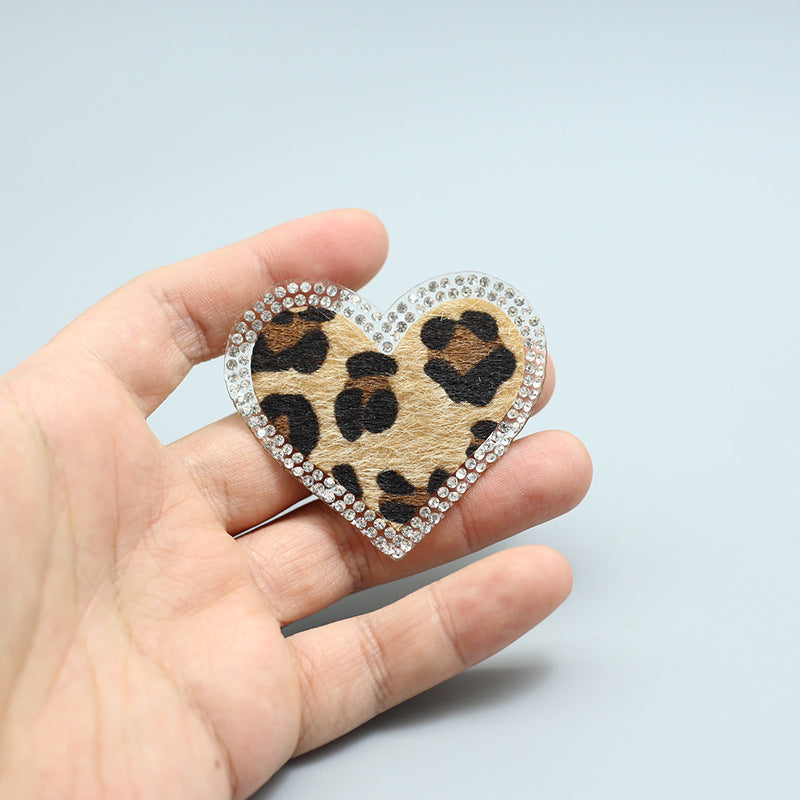 Wholesale Love Leopard Print Rhinestone Patch DIY