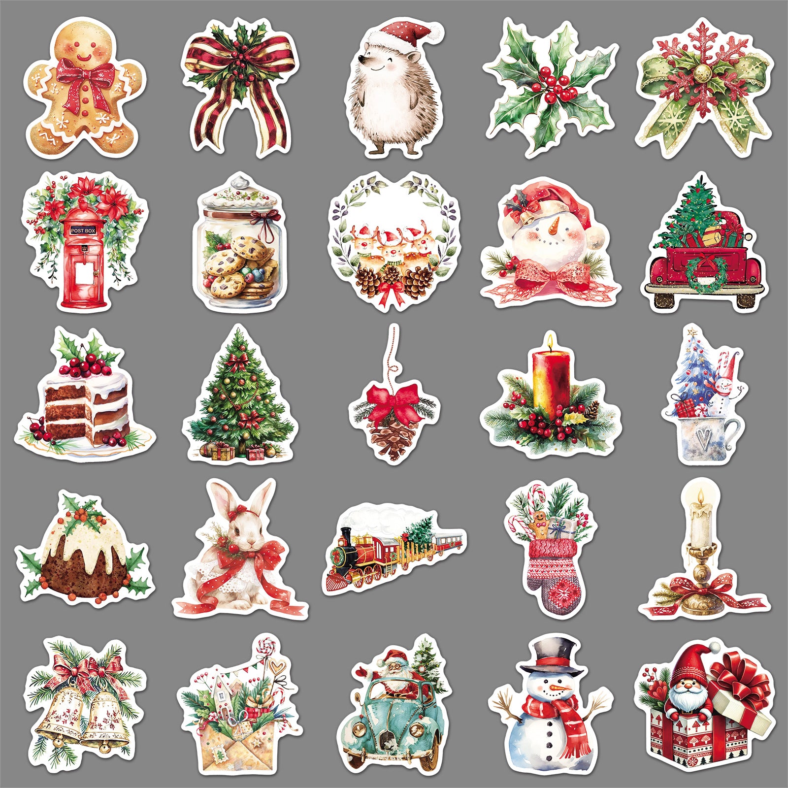 Wholesale 50pcs/pack Christmas Retro Watercolor Stickers