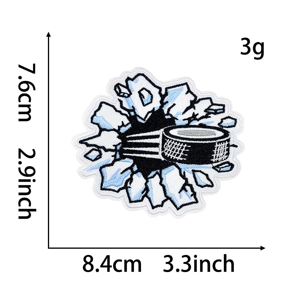 Wholesale Ice Hockey Theme Embroidered Patches Iron On DIY Adhesive Polyester For Clothing Helmets