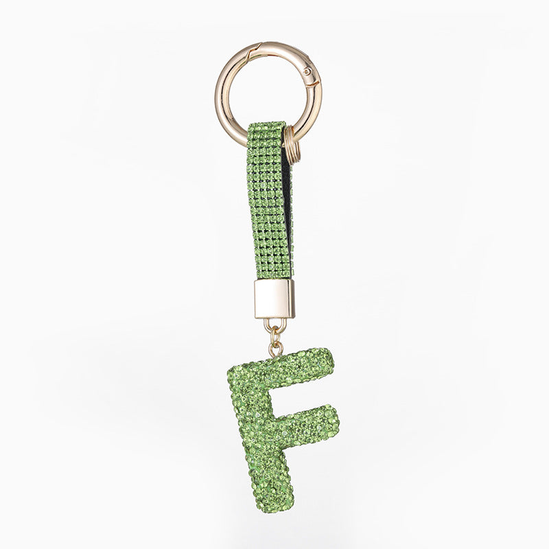 Wholesale Pottery Clay Water Diamond Alloy Dot Diamond Letter Keychain