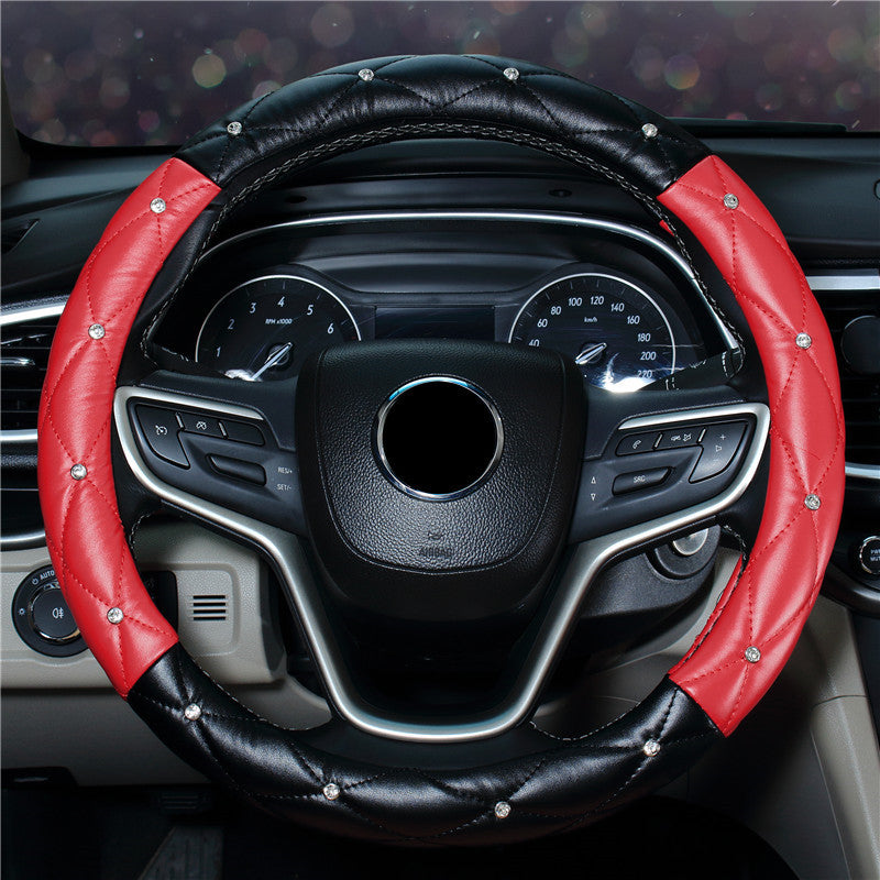 Wholesale Faux Leather Diamond Car Steering Wheel Cover