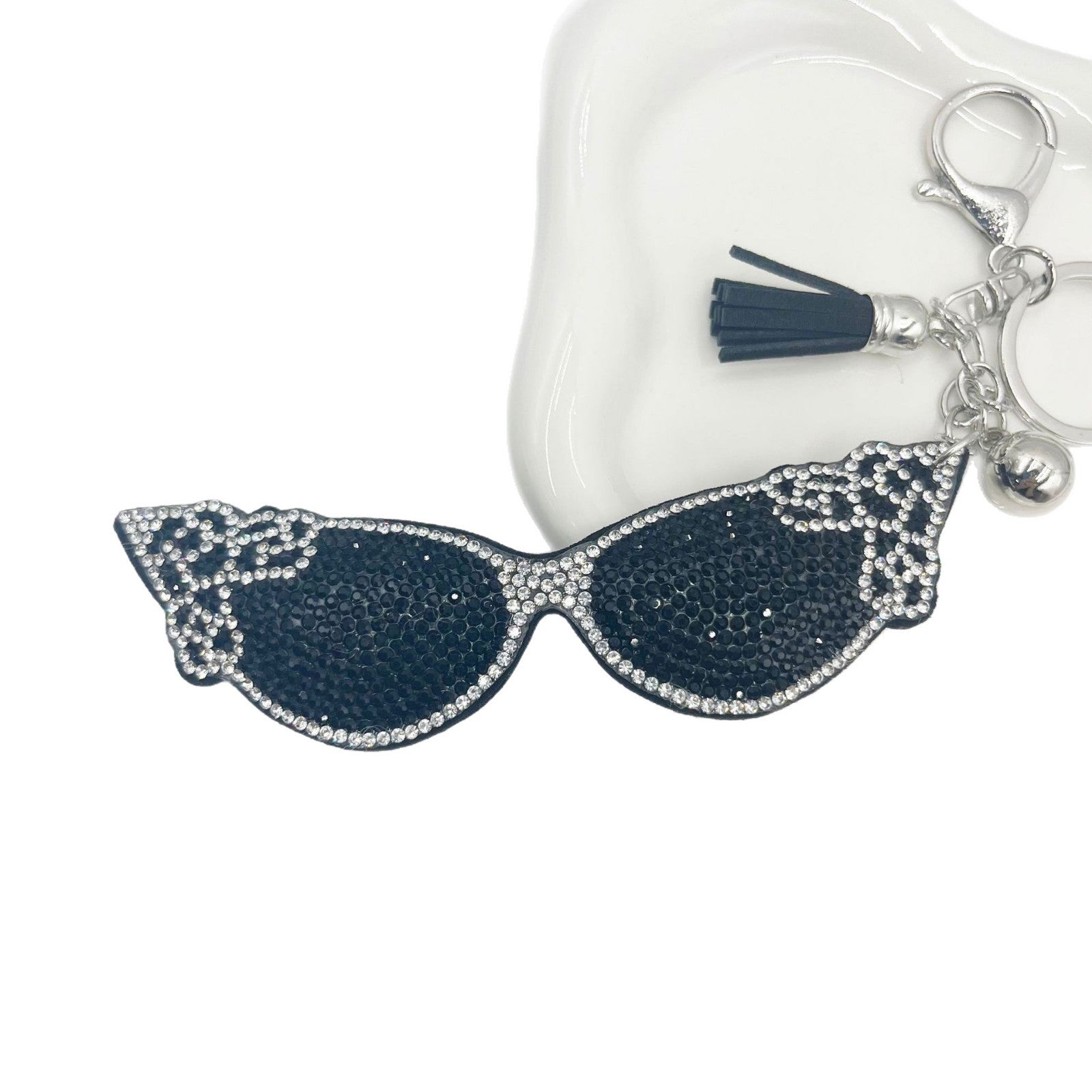 Wholesale Creative Glasses Hot Diamond Keychain Diamond Tassel Pendant