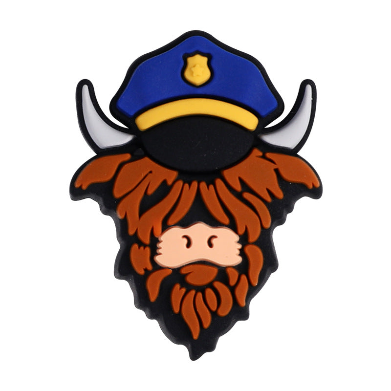 Wholesale 20pcs Cartoon Highland Cattle Children's Food Grade Animal Teether Mixed Nurse Silicone Beads