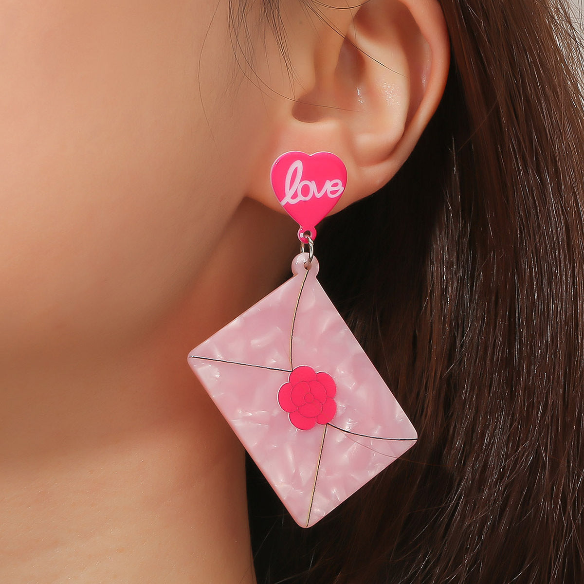 Wholesale Valentine's Day Love Flower Acrylic Earrings