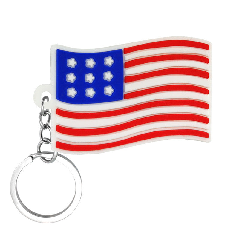 Al por mayor 10pcs US México Flagación del Reino Unido de la bandera de Francia PVC Keychain