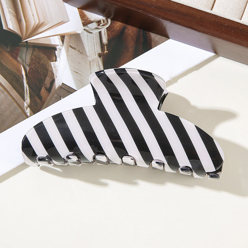 Wholesale Trendy Mermaid Blue Striped French Semicircle Hair Claw Clip For Women PVC Hair Accessory For Everyday Styling And Boutique Resale