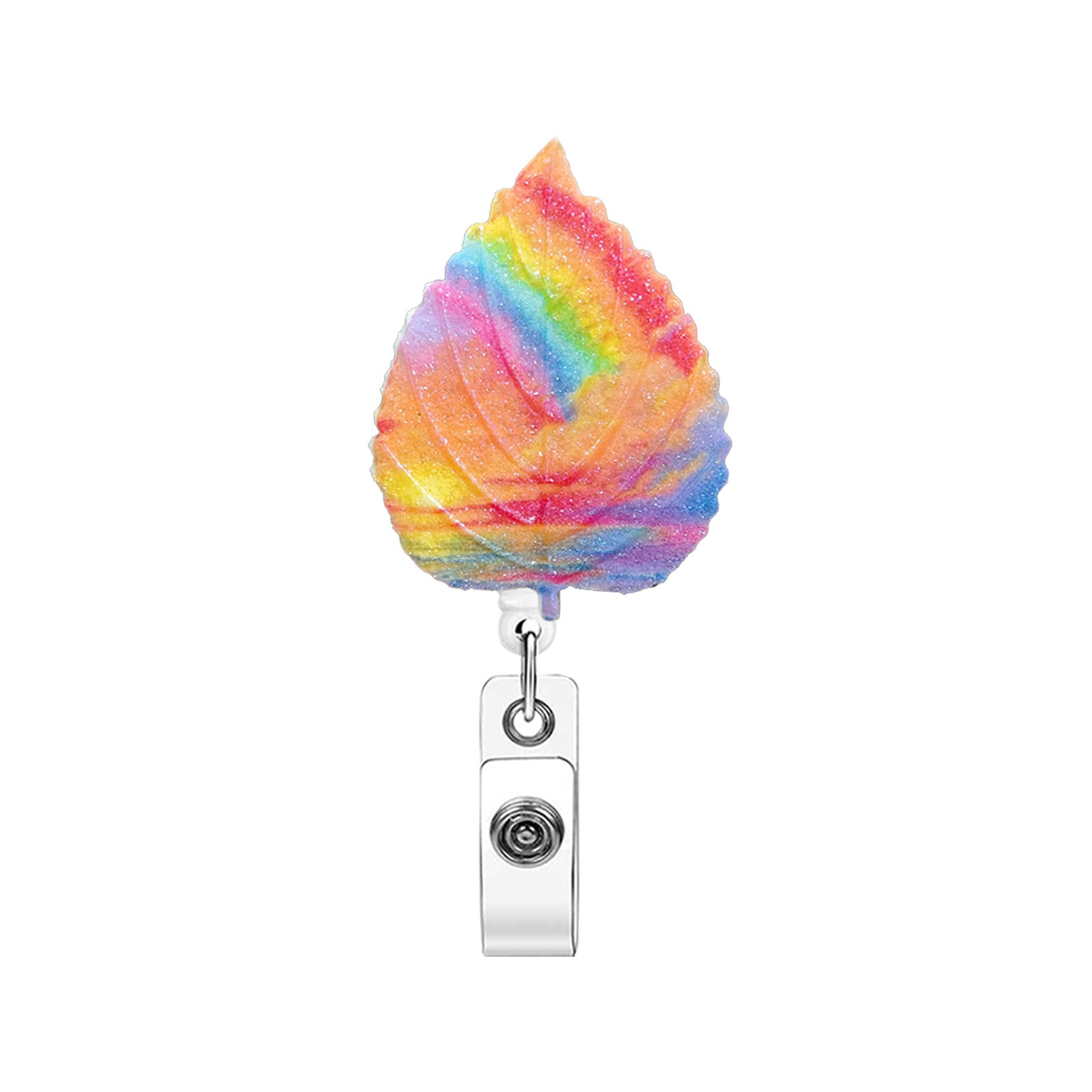 Wholesale Maple Leaf Tree Gradient Glitter Retractable Badge